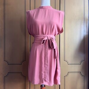 Antique pink mini dress with tie waist size 10
